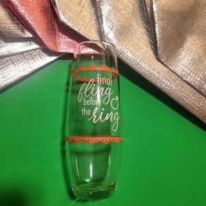 Stemless bridal champagne glasses and Bride Tribe hair ties